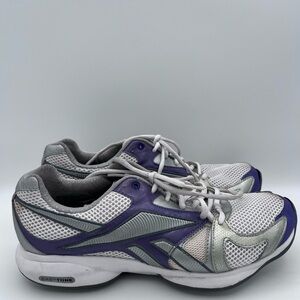 Reebok Easy Tone Women's Shoe Size 9.5‎ White Purple 55032449 FLAWS